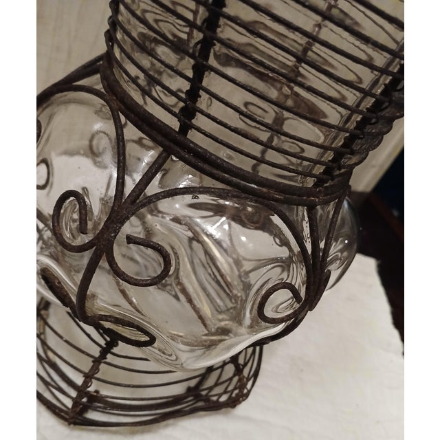 Antique French Pedestal Urn Caged Glass Twisted Wire Vase Late 19th Century For Sale - Image 4 of 11