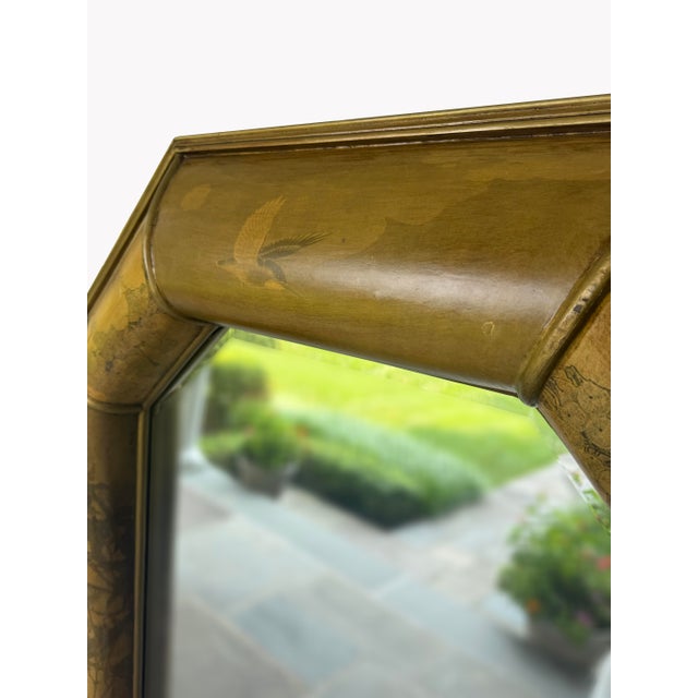 Gold Large Vintage Chinoiserie Asian Gilt Octagonal Beveled Wall Mirror | Designer Scale | 50.5"h For Sale - Image 8 of 14