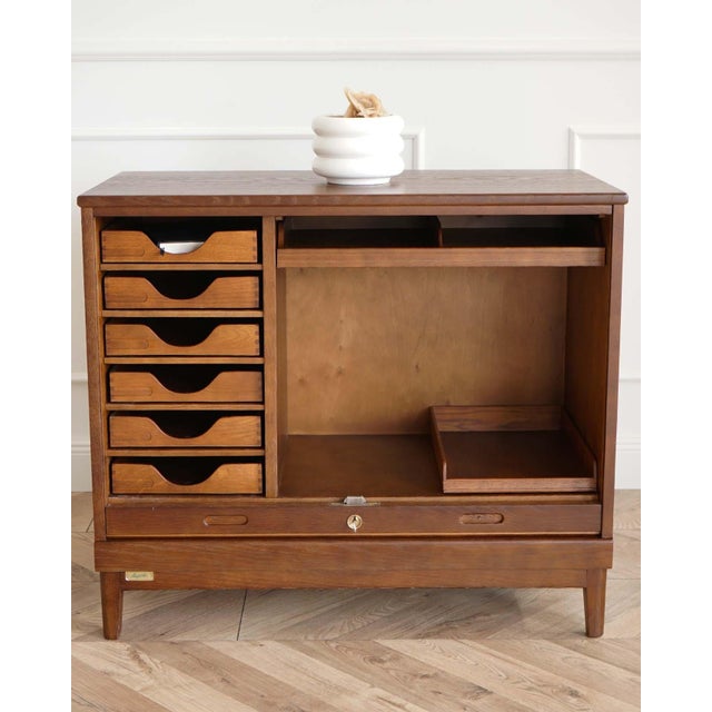 Vintage Oak Home Office Cabinet Angarths, Denmark, 1960s For Sale - Image 6 of 11