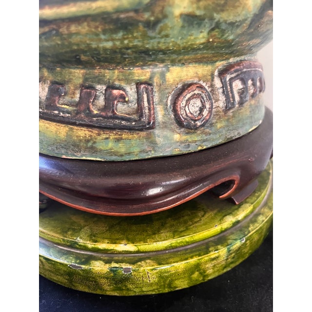 Green Vintage 1960s Marbro Oversized Ceramic Urn Table Lamp For Sale - Image 8 of 9