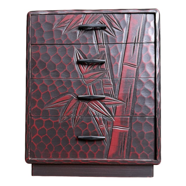 Small Japanese Kamakura-Bori Haribako Storage Cabinet in Bamboo, 1960s For Sale