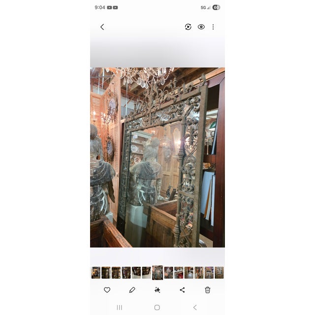 2000 - 2009 Large Ornate Iron Mirror For Sale - Image 5 of 10