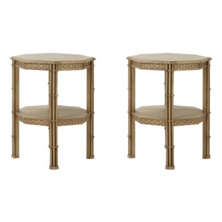 Pair of Mid-Century Style Octagon Faux Bamboo Side Tables For Sale