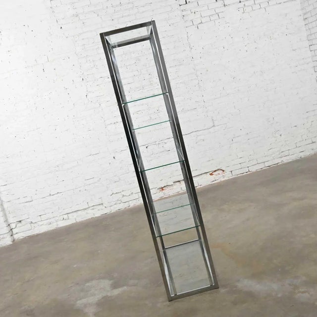 Metal Mid-Century Modern Chrome & Glass Etagere Mondrian Style Shelf Placement For Sale - Image 7 of 13