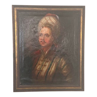 Antique Signed European Oil Portrait of Ottoman Gentleman, Stöyer, Turquerie Tradition 32”t X 26.5”t For Sale