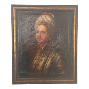 Antique Signed European Oil Portrait of Ottoman Gentleman, Stöyer, Turquerie Tradition 32”t X 26.5”t