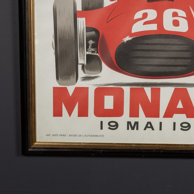 1980s Vintage 20th Century Framed 1957 Monaco Grand Prix Poster by Jean Ramel, 1985 For Sale - Image 5 of 15