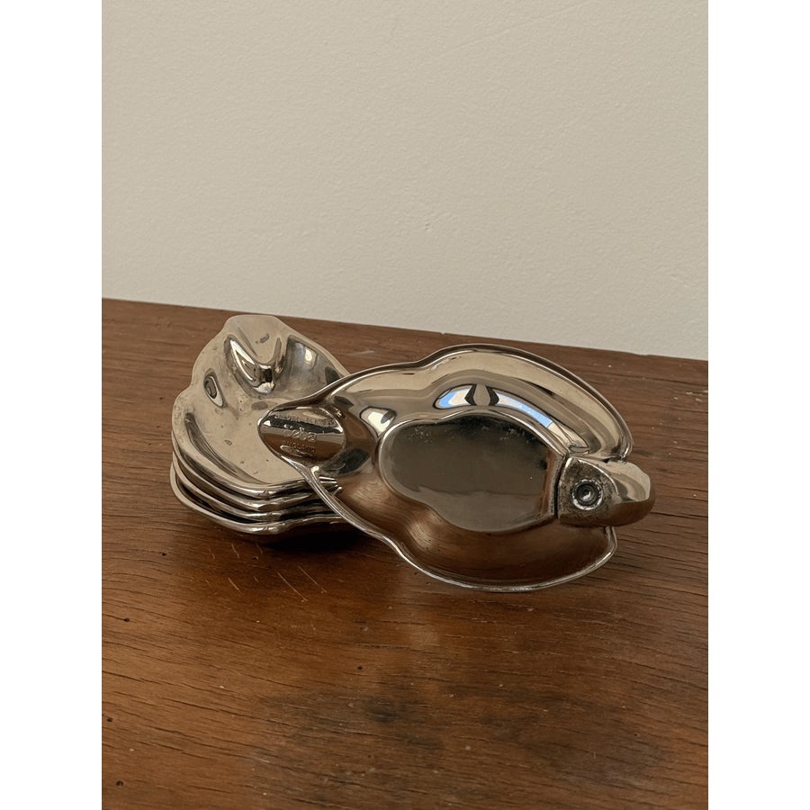 Vintage Silver-Plated Stackable Swan Ashtray Set from Seba England
