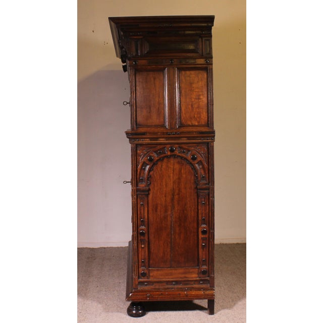 Antique Dutch Four-Door Buffet in Oak and Ebony, 1600s For Sale - Image 3 of 15