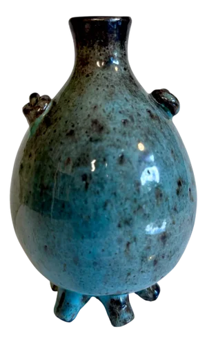 Small Sculptural Amphora-Shaped Studio Ceramic Art Vase on Feet, Italy, 1960s