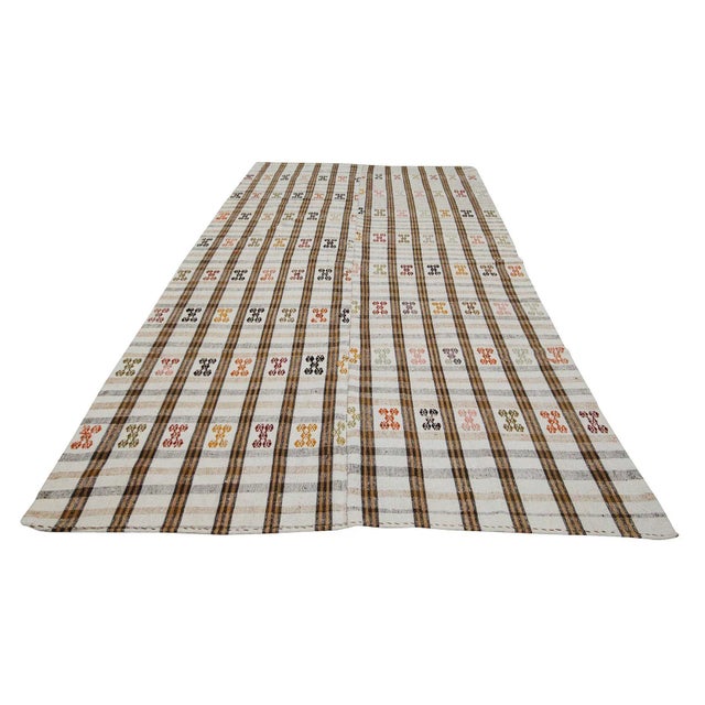 Cotton Vintage handwoven kilim rug from Adana region of Turkey. Approximately 50-60 years old. In very good condition.