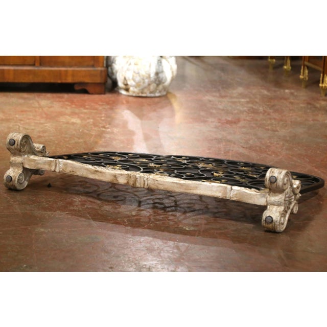 Mid-Century French Louis XV Style Wrought Iron Fireplace Screen For Sale - Image 9 of 9