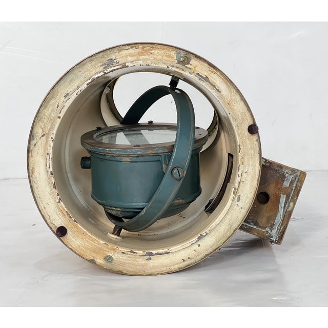 Brass English Ship's Binnacle Compass of Brass With Side Burner Light For Sale - Image 8 of 9