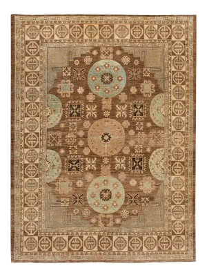 Modern Khotan Wool Rug 9 Ft 1 in X 12 Ft.