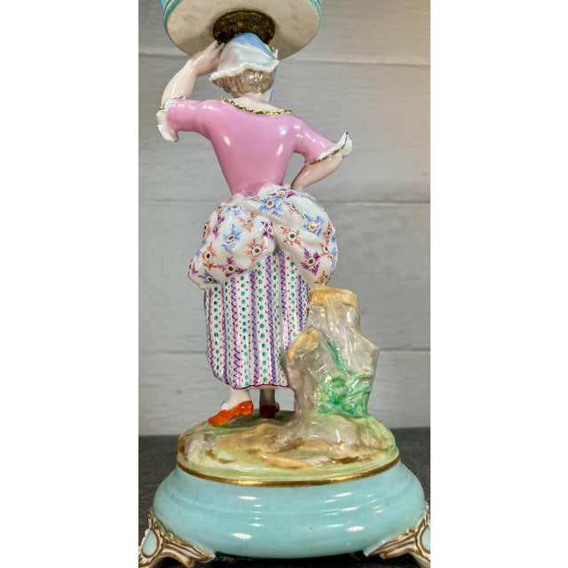 Antique Continental Porcelain Figurine With Reticulated Basket For Sale In Orlando - Image 6 of 9