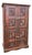Antique Indian Sunburst Carved Armoire | Dark Wood Double-Door Wardrobe Cabinet 66 For Sale