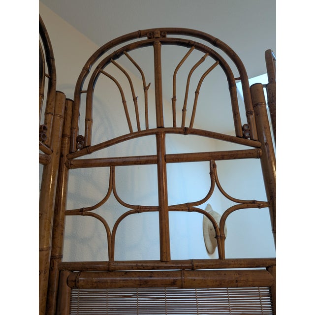 Palm Beach/ Coastal/ Boho Chic ~ Interior Designer Piece Stunning vintage 6-panel folding bamboo and rattan room divider...