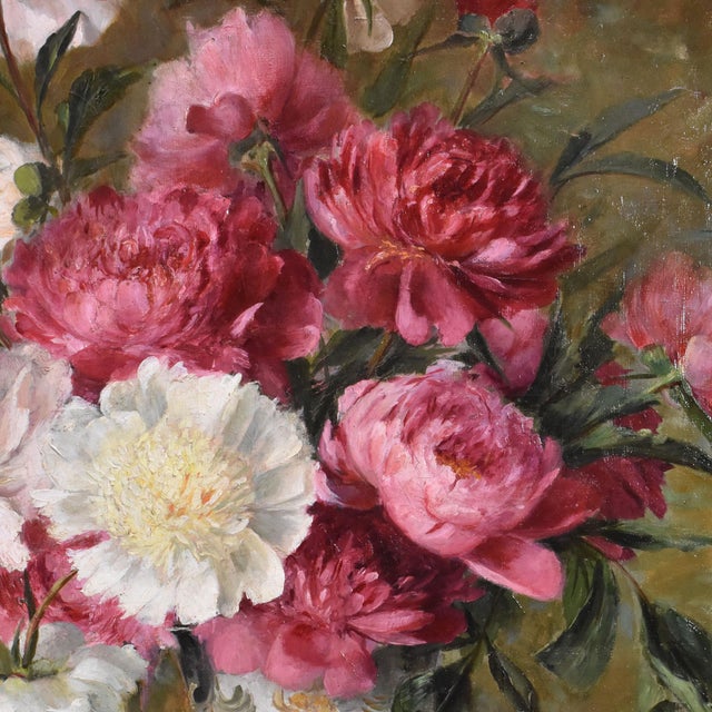 Peonies and Books, Oil on Canvas, 19th Century, Framed For Sale - Image 6 of 11