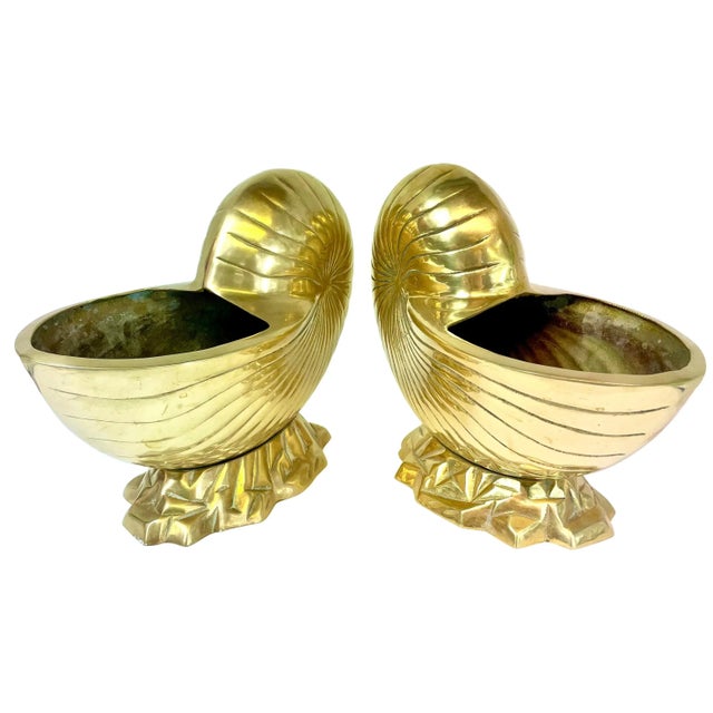 Large Brass Seashell Nautilus - A Pair For Sale - Image 10 of 10