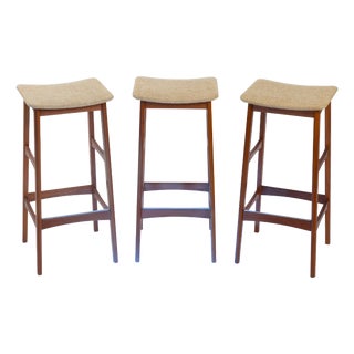 Danish Teak Barstools by Eric Buch for Dyrlund, 1960s, Set of 3 For Sale