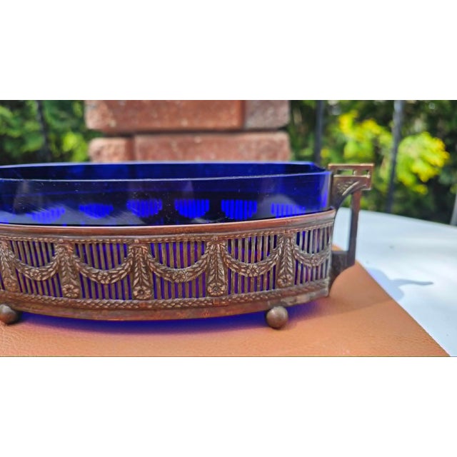 Art Nouveau Jardiniere in Cobalt Glass, 1890s For Sale - Image 3 of 8
