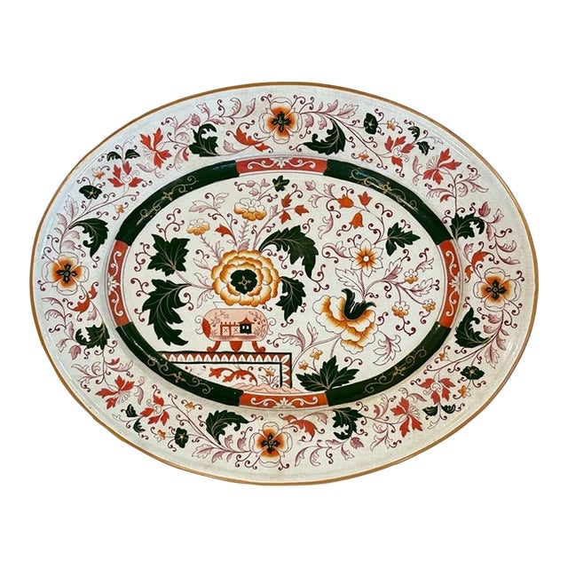 Late 19th Century Large Hand Painted Imari Style Ironstone Platter For Sale