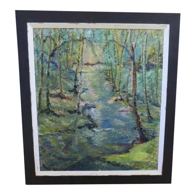 Mid 20th Century Forest Landscape Oil Painting by Sophia A. Siegel, Framed For Sale
