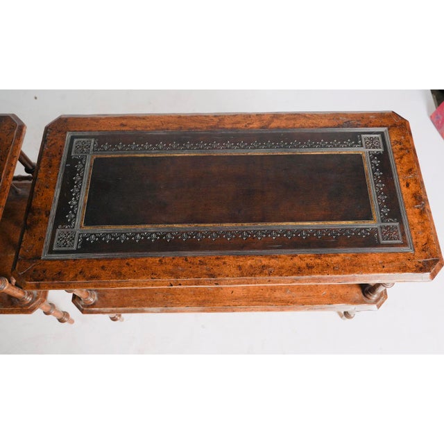 Pair of Late 20th Century Judson Rothschild Aesthetic Movement Faux Bamboo Leather Top End Tables for the Rothschild Collection For Sale In Los Angeles - Image 6 of 7