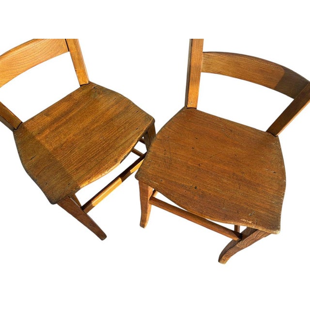 Wood Early 20th Century Elm Wood Dining Chairs, 1890s, Set of 2 For Sale - Image 7 of 14
