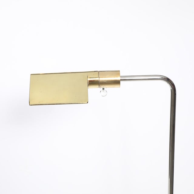 Cedric Hartman Mid-Century Adjustable Polished Brass & Nickel Floor Lamp Signed Cedric Hartman For Sale - Image 4 of 13