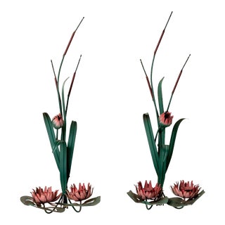 Palm Beach Regency Original Tole Double Sconces- a Pair For Sale