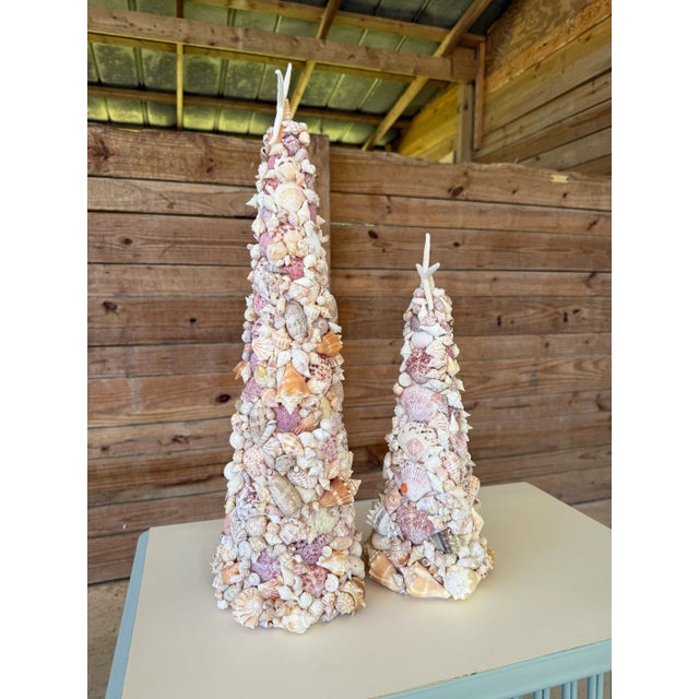 Custom Coastal Organic SculpturauSeashell Holiday Cone Trees – Pair For Sale - Image 12 of 12