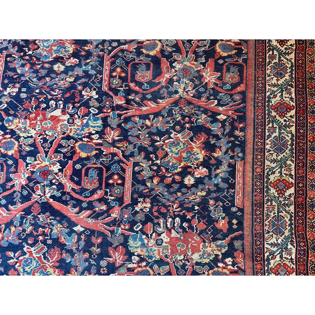 Antique 10'-6" X 13'-6" Decorative Persian Mostofi Pattern Mahal Rug For Sale - Image 4 of 9