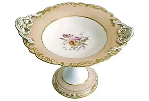 Antique Porcelain Floral Compote