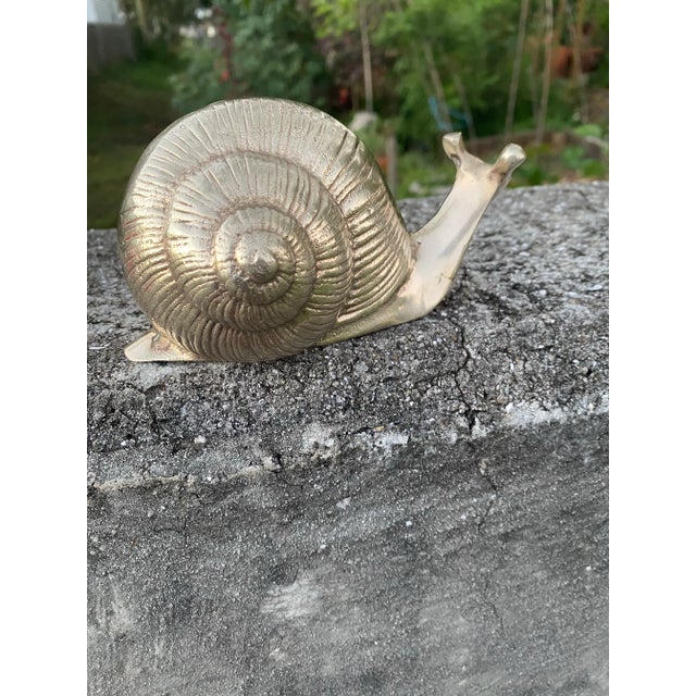 Metal Vintage Mid-Century Modern Silver Brass Snail Figurine – Large Heavy Metal Snail Paperweight Sculpture, Hollywood Regency Table Decor For Sale - Image 7 of 12