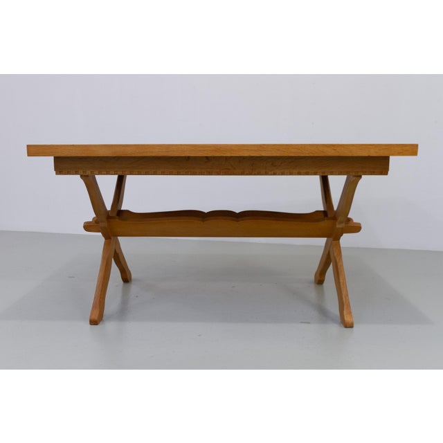 Brutalist Brutalist Danish Oak Extendable Dining Table attributed to Henning Kjærnulf, 1960s For Sale - Image 3 of 18
