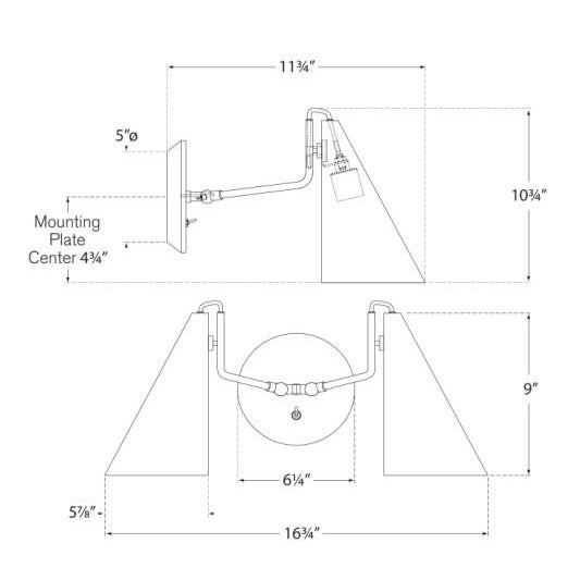 Modern AERIN for Visual Comfort Signature Clemente Double Sconce in Hand-Rubbed Antique Brass with Matte Black Shades For Sale - Image 3 of 3