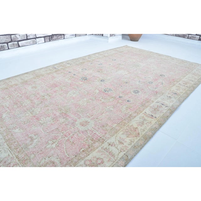 Rug & Kilim 1960s Pale Pink Natural Vintage Area Carpet For Sale - Image 4 of 11