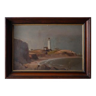 Montauk Point Lighthouse Oil Painting, Signed Mary L. McCormick, 1893 For Sale