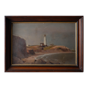 Montauk Point Lighthouse Oil Painting, Signed Mary L. McCormick, 1893