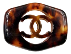 1990s Chanel Vintage Brown Faux Tortoise Shell CC Rectangle Brooch