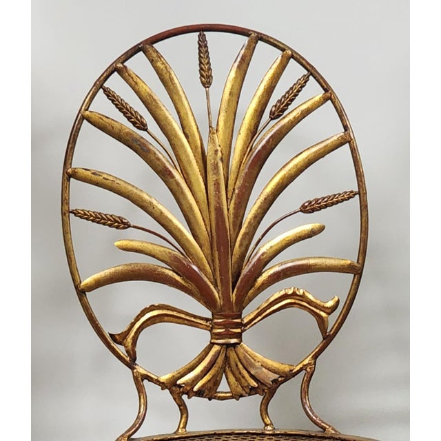 S. Salvadori Pair of 1960s Italian Gilt Metal Wheat Sheaf Chairs by S. Salvadori For Sale - Image 4 of 17