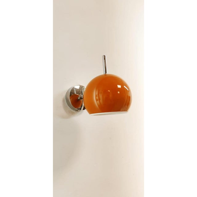 Space Age Adjustable Chrome and Orange Wall Light For Sale - Image 11 of 12