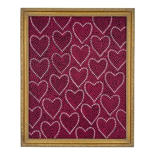 Original Contemporary Pop Art Heart Painting on Canvas in Gilt Frame For Sale