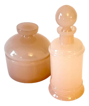 Cenedese Lidded Italian Pink Apothecary Glass for Vanity - Set of 2