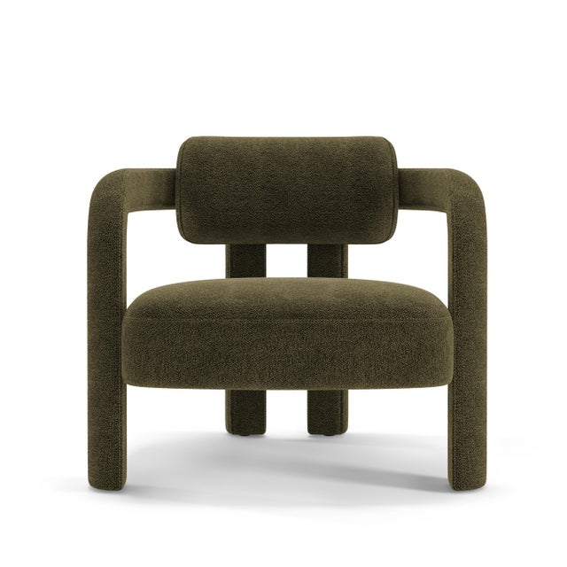 Double Arch Armchair in Olive Green Chenille from Insidherland, in New conditions. Designed from 2000 Labeled by Maker