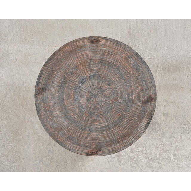Southeast Asian Patinated Bronze Rain Drum Drink Table 2 Ft For Sale - Image 4 of 18