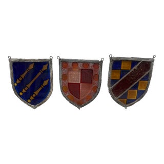 Stained Glass Heraldry Shields, Set of Three For Sale