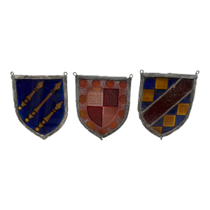Stained Glass Heraldry Shields, Set of Three