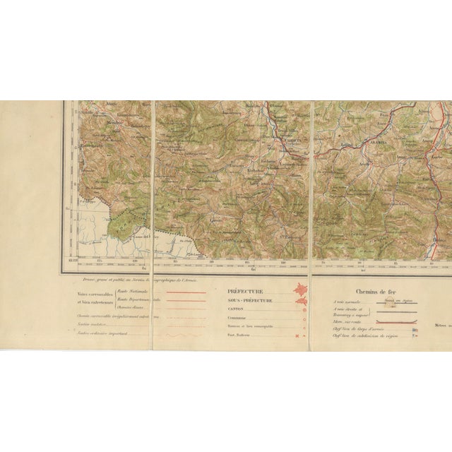 Antique Tarbes & French Pyrenees Folding Map by Edward Stanford, 1922 For Sale - Image 9 of 12